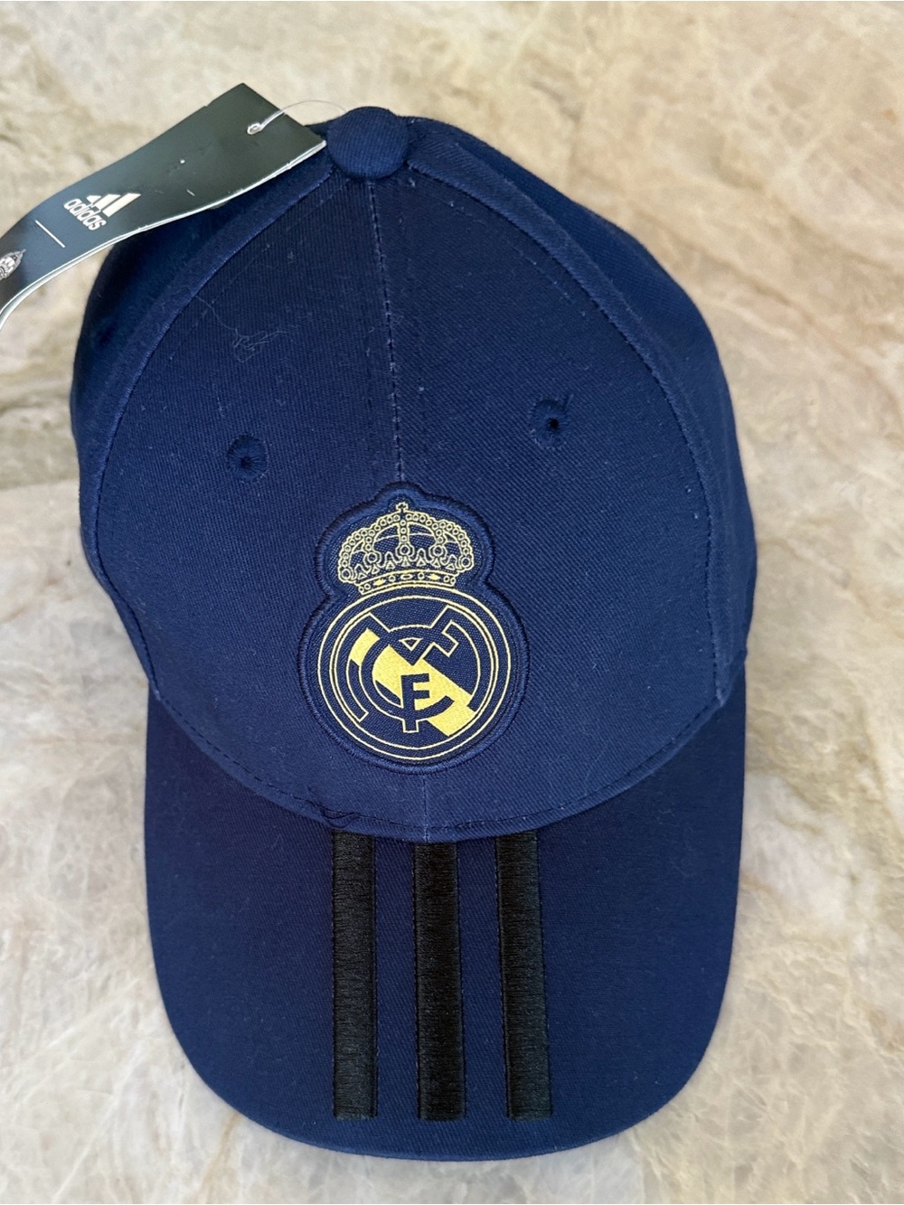 adidas NWT Navy Blue W/ Gold Real Madrid Crest Baseball Cap Adjustable One Size